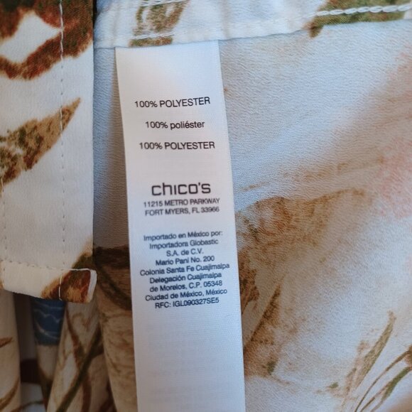 Chicos Floral Shirt Blouse Long Sleeve Button Down Womens Large Chicos size 2 - Picture 8 of 12